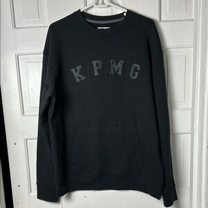 New Era Black Crewneck Sweater with kangaroo front Pocket Size Large